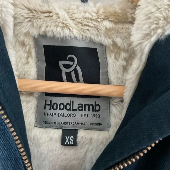 Hoodlamb Women’s Classic Hemp Jacket Size XS Dark Blue